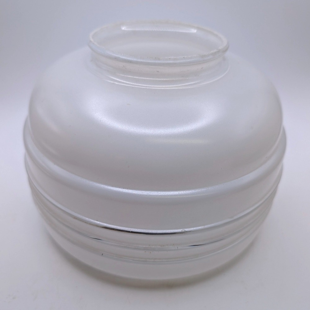 Vtg Art Deco Milk Glass Ceiling Light Shade White Ribbed Orb Globe MCM